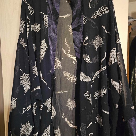 Judith Hart Intimates Robe Size 3X Navy Fern Print Sheer - Picture 3 of 8